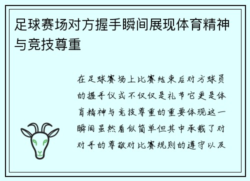 足球赛场对方握手瞬间展现体育精神与竞技尊重